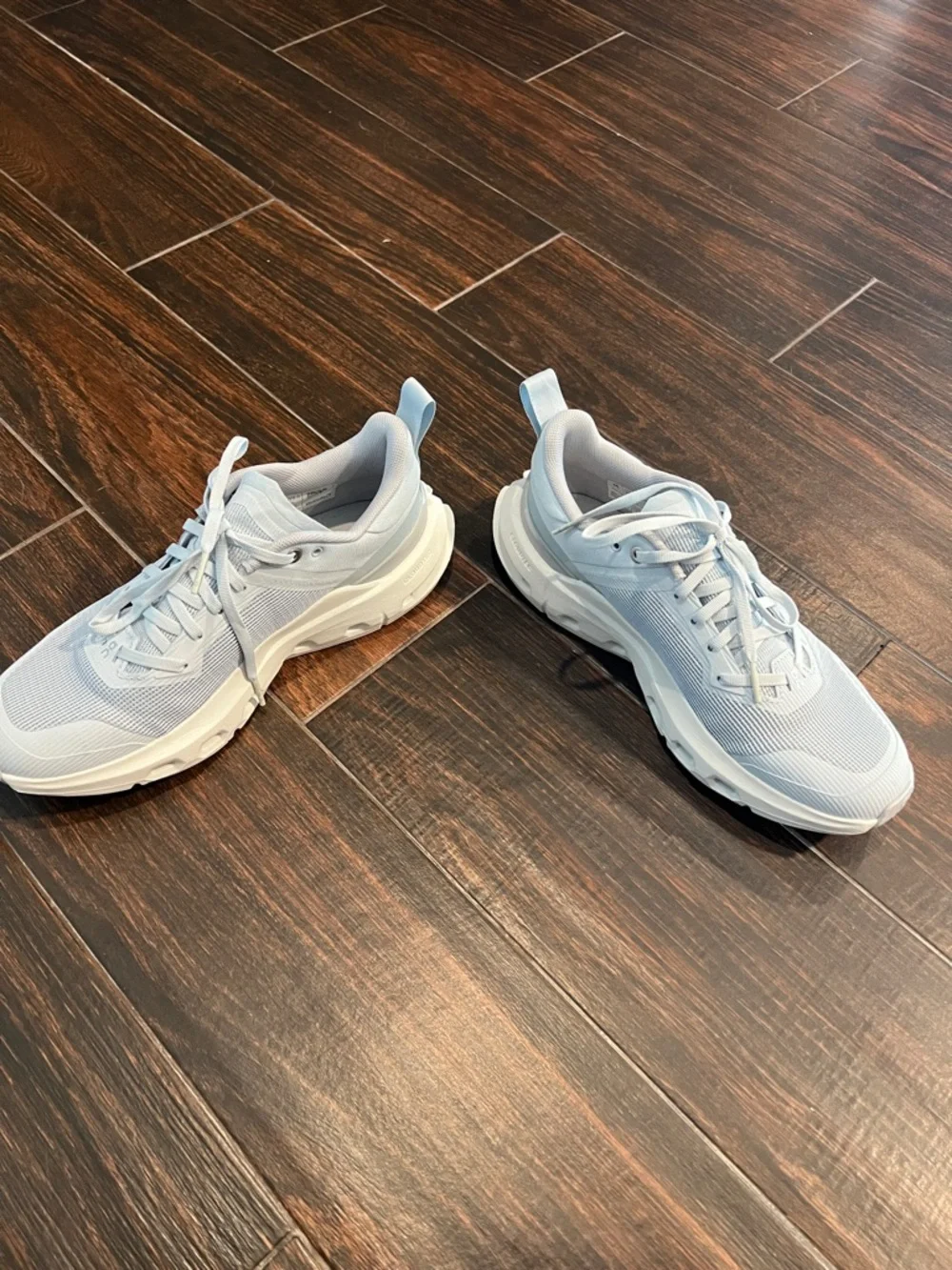 On Cloud Running Women's Athletic Sneakers - Light Blue/White - Picture 4 of 5